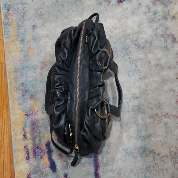 Bulga Large Satchel Bag in Black Made in Italy - Picture 9 of 16